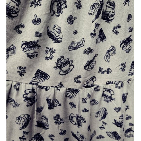 NWT Hot Topic 2 Thorn & Fable Green Mushroom Frog Tea Midaxi Dress 2X 18 20 - Picture 7 of 10